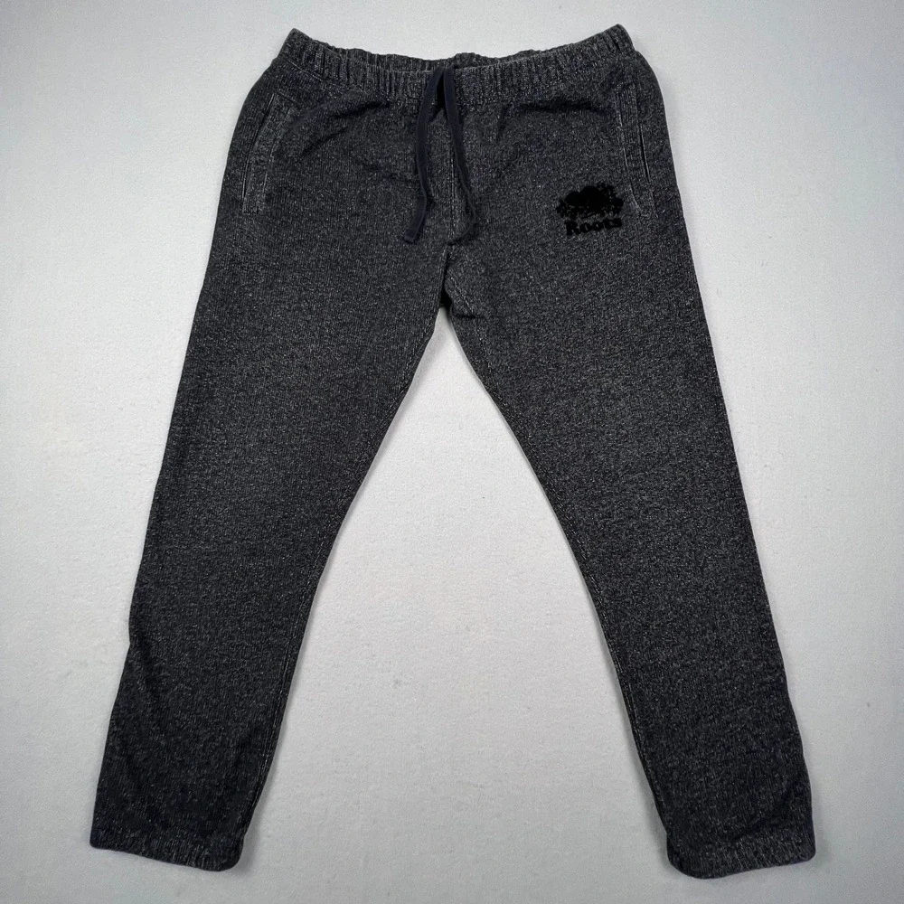 Roots Sweatpants Mens Large Charcoal Salt and Pepper Joggers Athletic Loungewear